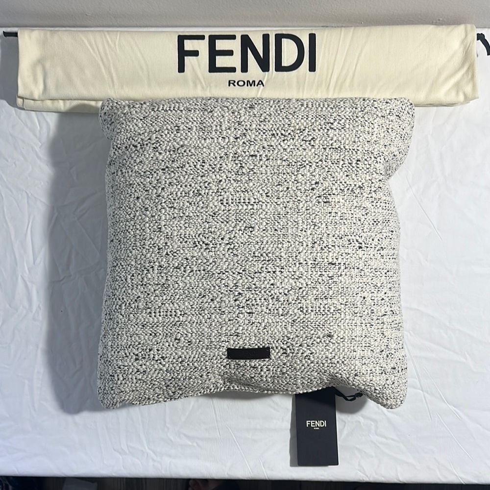 Fendi Black and White Textured Cushion